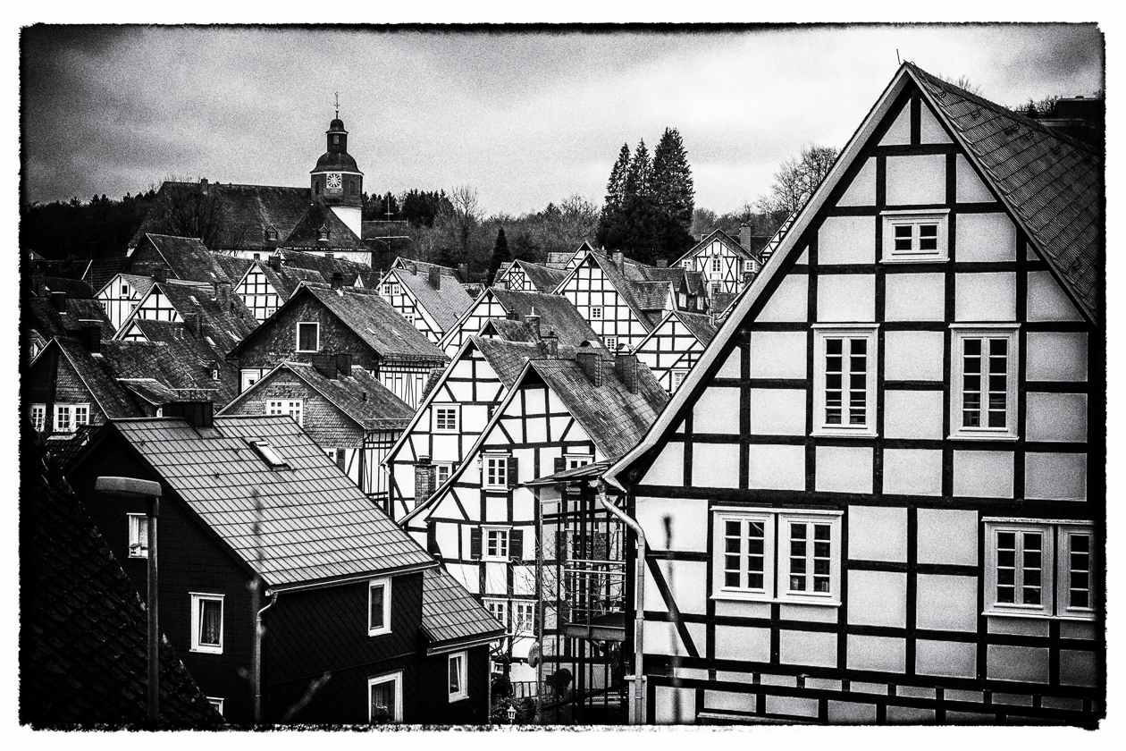 Half-timbered houses and church, Freudenberg, Germany
